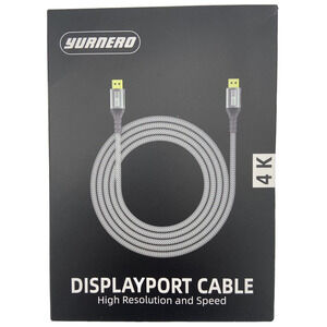 4K UHD DisplayPort Cable 6ft Braided High-Speed Yurnero NEW in Box
